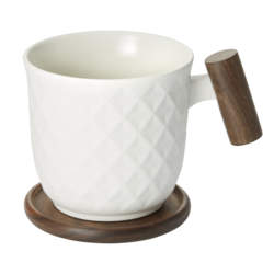 tasse à thé porcelaine et bois