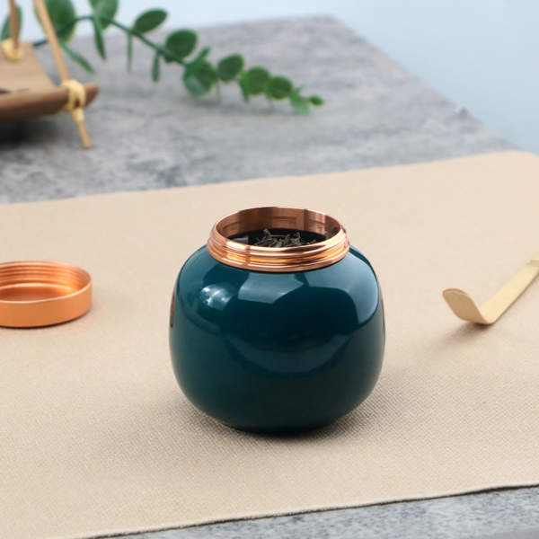 boite à thé en céramique bleu foncée