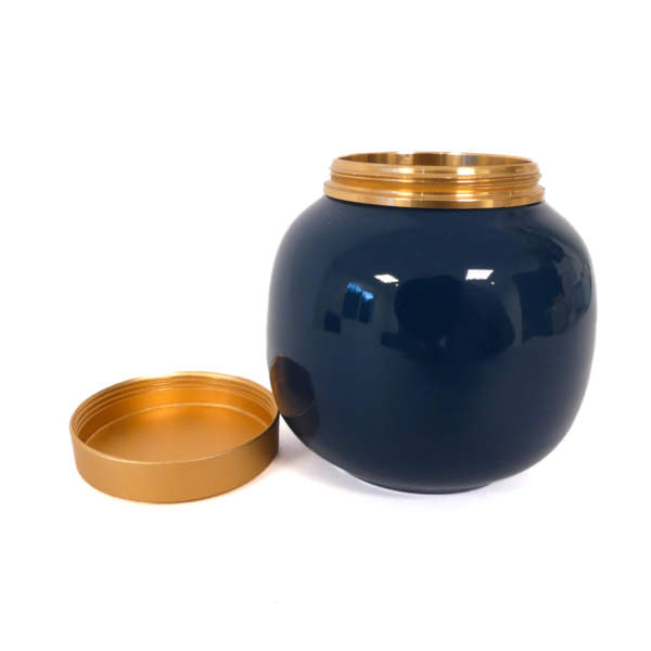 boite à thé en céramique bleu foncée