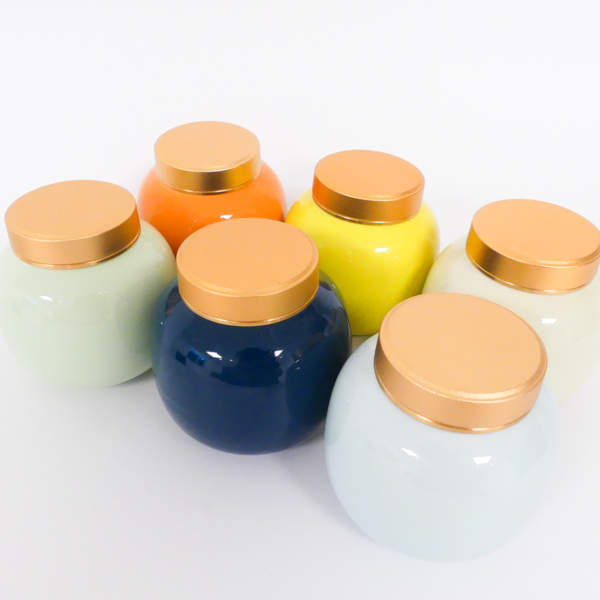 boite à thé en céramique jaune