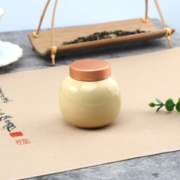 petite boite à thé en céramique beige