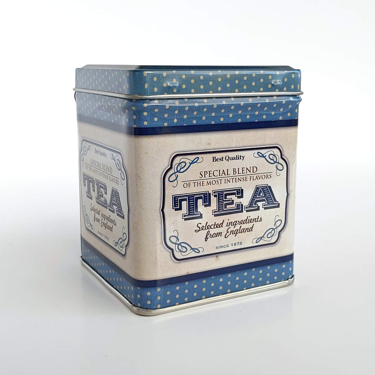 Boîte à thé 100g en métal aux motifs floraux bleus inspirés de céramiques  chinoises
