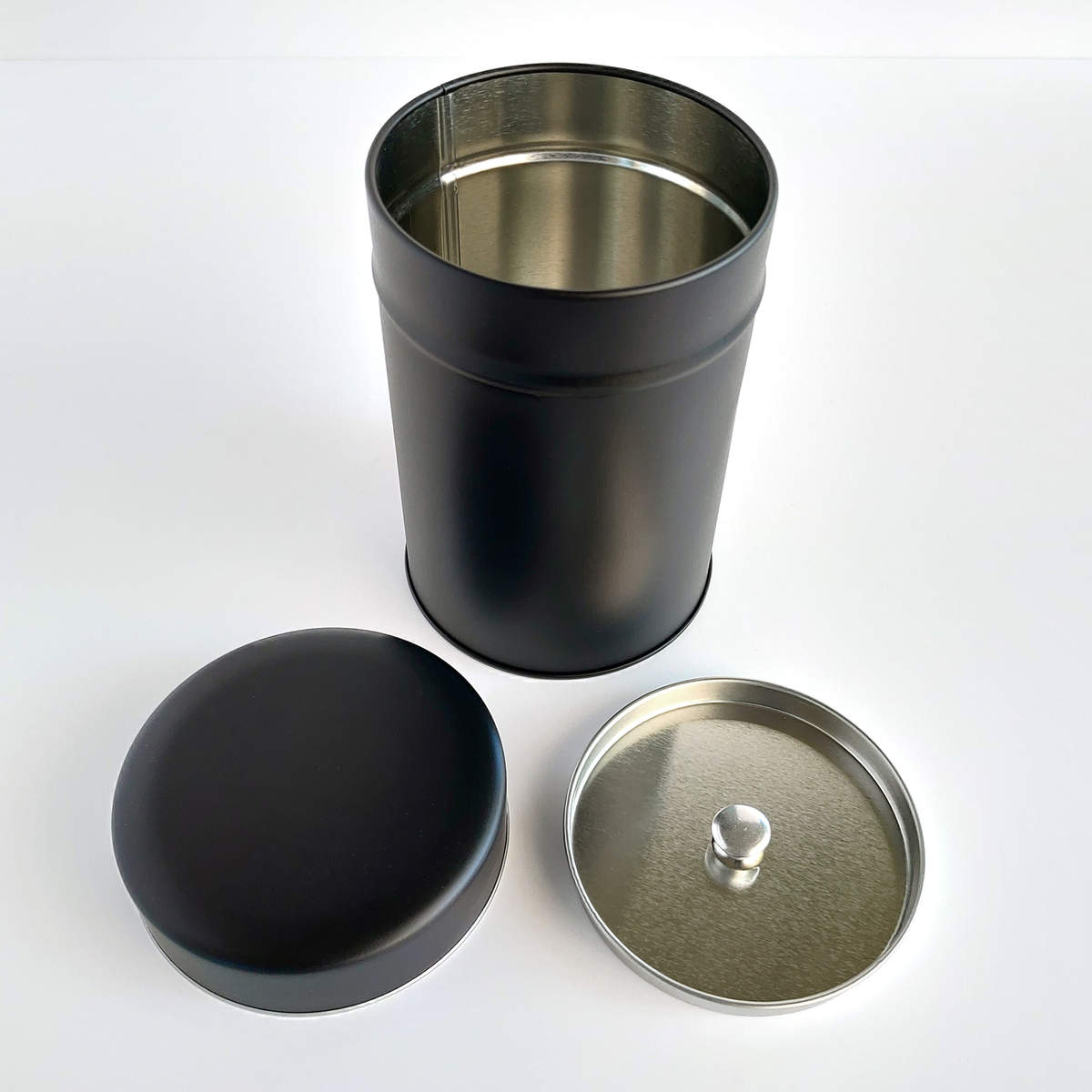 10 Boîtes à Thé Métal Noir 7x7x10 Cm - Avec Couvercle - Capacité 50-100g De Thé - Idéal Rangement épices, Café, Bonbons